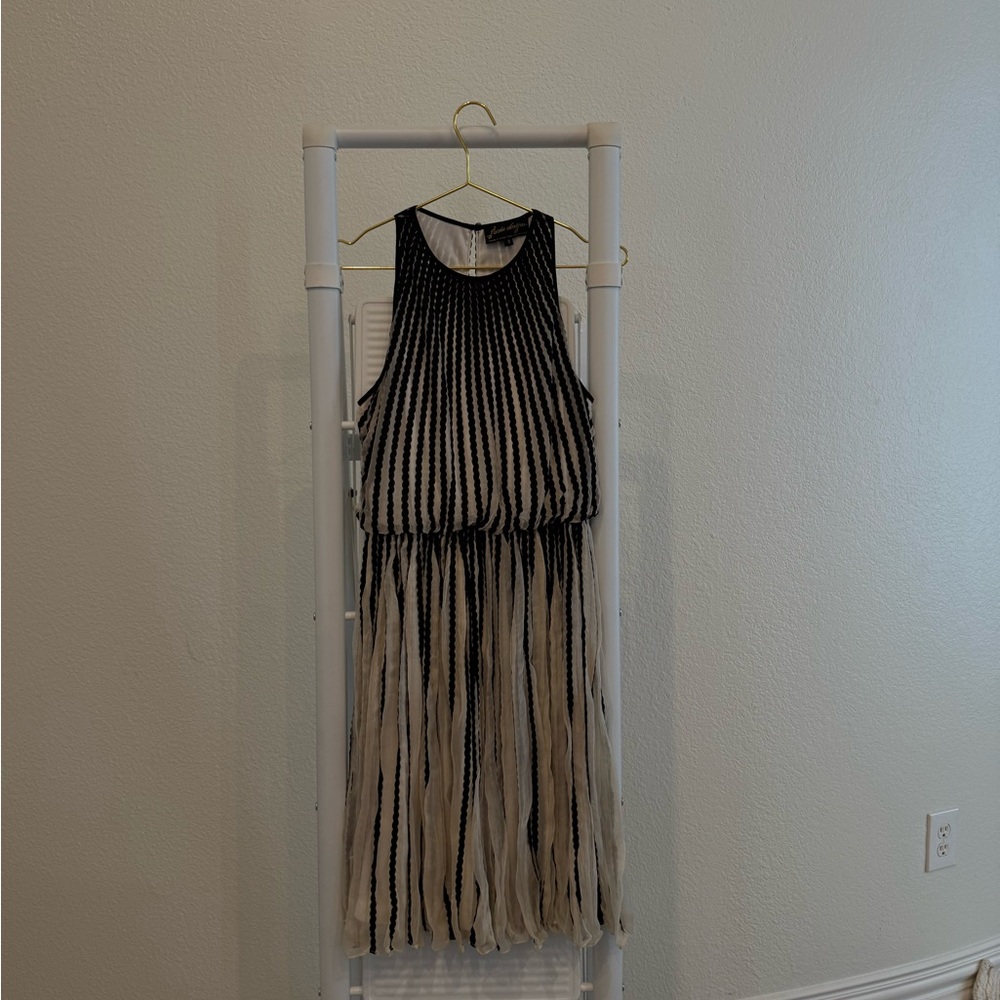 Chic Black and Beige Sleeveless Dress